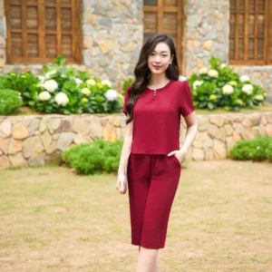 Bộ đồ mặc nhà đũi vân mây thoáng mát