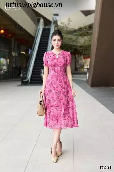 Váy CainD Leia Dress Hồng Tôn Dáng