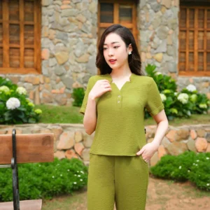 Bộ đồ mặc nhà đũi vân mây