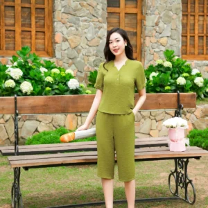 Bộ đồ mặc nhà đũi vân mây