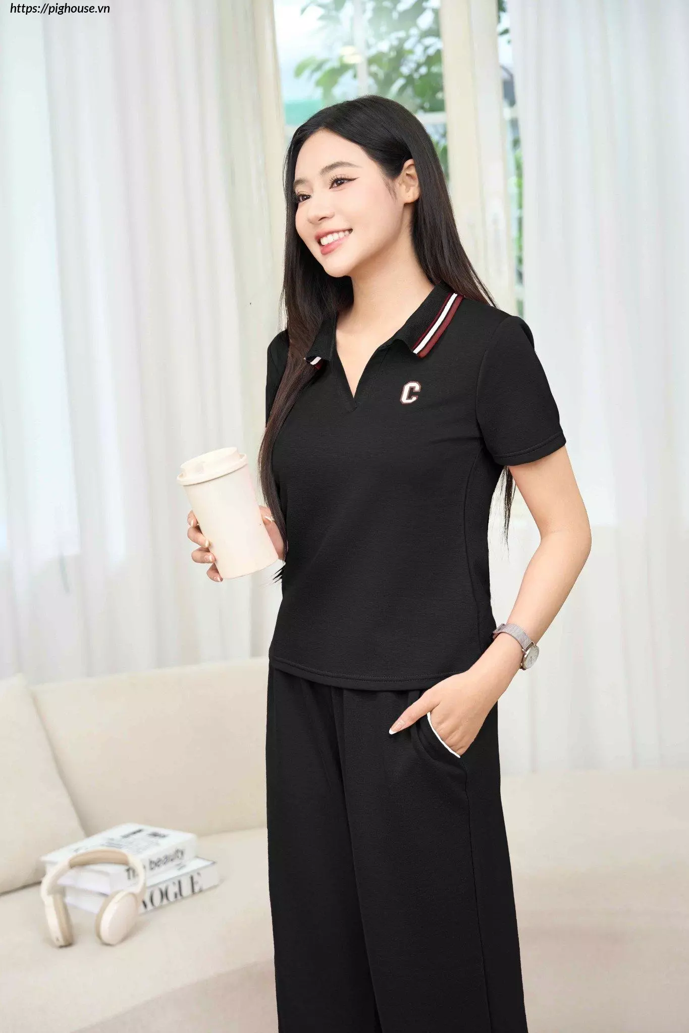 Bo cotton umi soi lanh co polo cardina