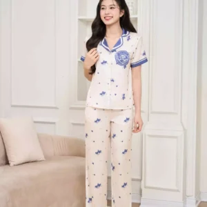 Pijama Lua Satin Cardina Quan Dai Hoa Tiet Tim