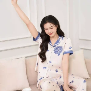 Pijama Lua Satin Cardina Quan Dai Hoa Tiet Tim