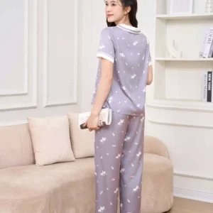 Pijama Lua Satin Cardina Quan Dai Hoa Tiet Tim