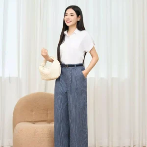 Quần Jean Nữ Cardina Younger Dáng Suông Kẻ Sọc