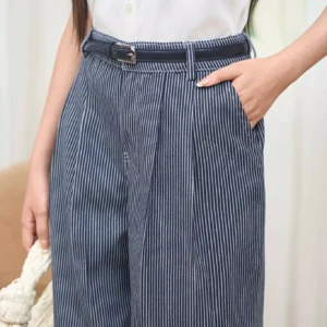 Quần Jean Nữ Cardina Younger Dáng Suông Kẻ Sọc