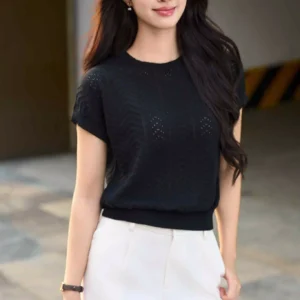 Áo Dệt Kim Cotton Tay Liền Cardina Thanh Lịch