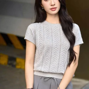 Áo Dệt Kim Cotton Tay Liền Cardina Thanh Lịch