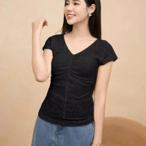 Áo ren nữ cổ V nhún ngực Cardina