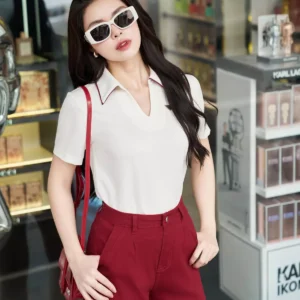 Áo Polo Cotton Lạnh Luperi Phối Lé Cổ Bo Gấu