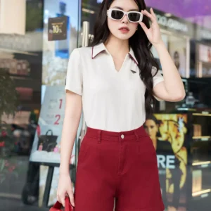 Áo Polo Cotton Lạnh Luperi Phối Lé Cổ Bo Gấu