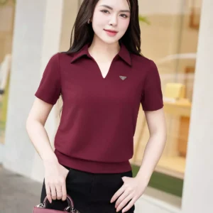 Áo Polo Cotton Lạnh Luperi Phối Lé Cổ Bo Gấu