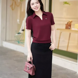 Áo Polo Cotton Lạnh Luperi Phối Lé Cổ Bo Gấu