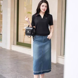 Áo Polo Cotton Lạnh Luperi Phối Lé Cổ Bo Gấu