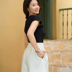 Quần Short Tuytsi Hàn Cạp Cao Ống Rộng Cardina