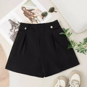 Quần Short Tuytsi Hàn Cạp Cao Ống Rộng Cardina