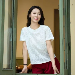 Áo Ren Cardina Younger Tay Ngắn Cổ Tròn