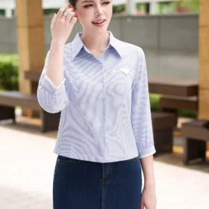 áo sơ mi kẻ cổ đức dáng suông