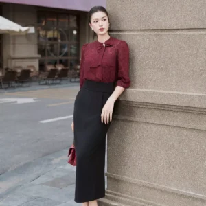 Áo Sơ Mi Cổ Tròn Nơ LUPERI Thanh Lịch
