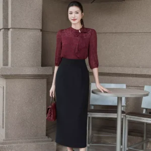 Áo Sơ Mi Cổ Tròn Nơ LUPERI Thanh Lịch
