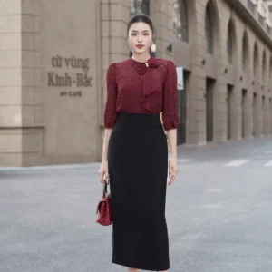 Áo Sơ Mi Cổ Tròn Nơ LUPERI Thanh Lịch