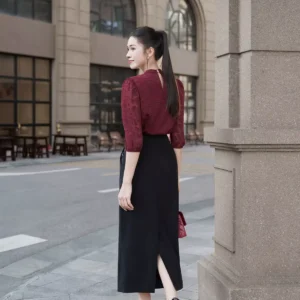 Áo Sơ Mi Cổ Tròn Nơ LUPERI Thanh Lịch