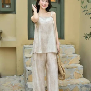 Cardina Younger set bo linen ao 2 day quan suong