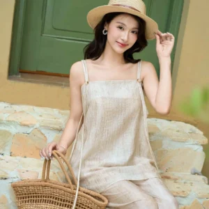 Cardina Younger set bo linen ao 2 day quan suong