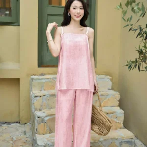 Cardina Younger set bo linen ao 2 day quan suong