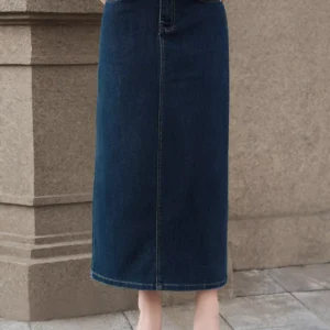 Chân váy jeans dáng A dài trẻ trung