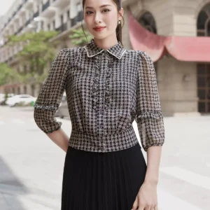 áo sơ mi cổ đức tay lỡ thanh lịch