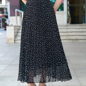 Chân váy midi LUPERI voan xếp ly nhỏ dáng A cao cấp