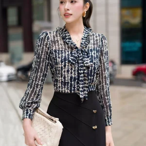 Chân váy bút chì A dài LUPERI cạp cao thanh lịch công sở