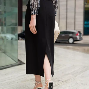 Chân váy bút chì A dài LUPERI cạp cao thanh lịch công sở